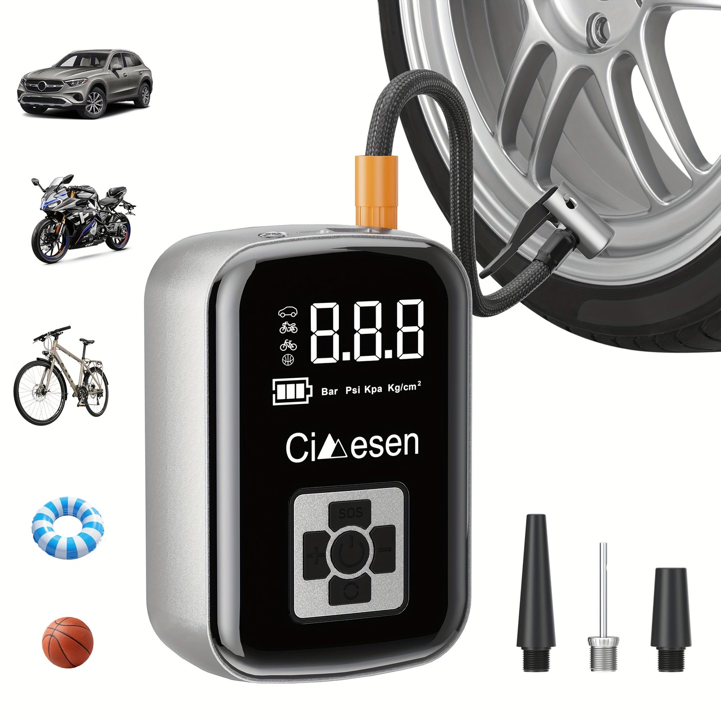 Bomba de ar elétrica para automóveis - Enchimento rápido e seguro em cada viagem